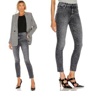 MOTHER denim The Stunner black Train Stops acid wash high waist jeans
